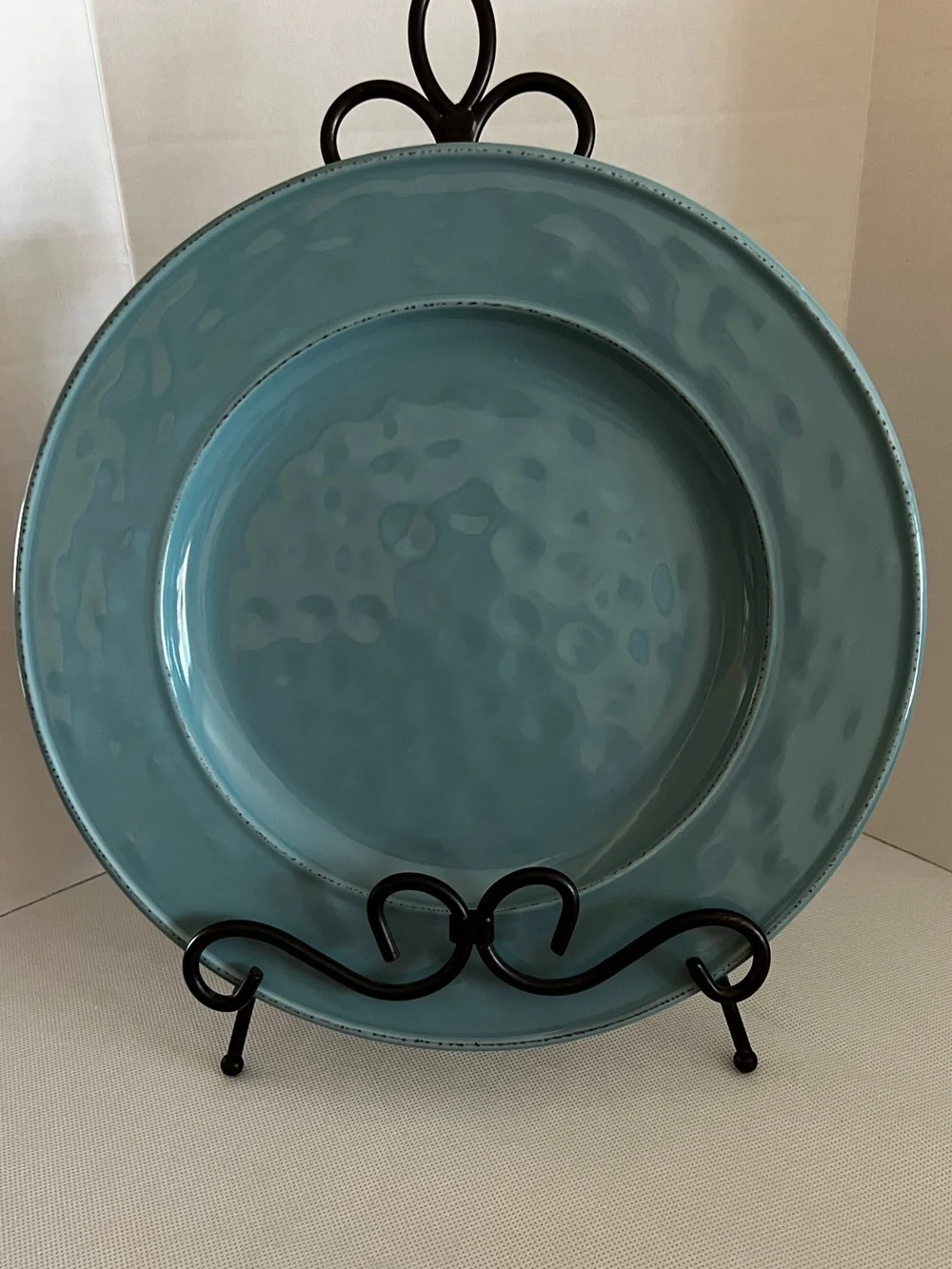 Pier 1 Martillo Dinner Plate Turquoise Ceramic Sz 10.5”